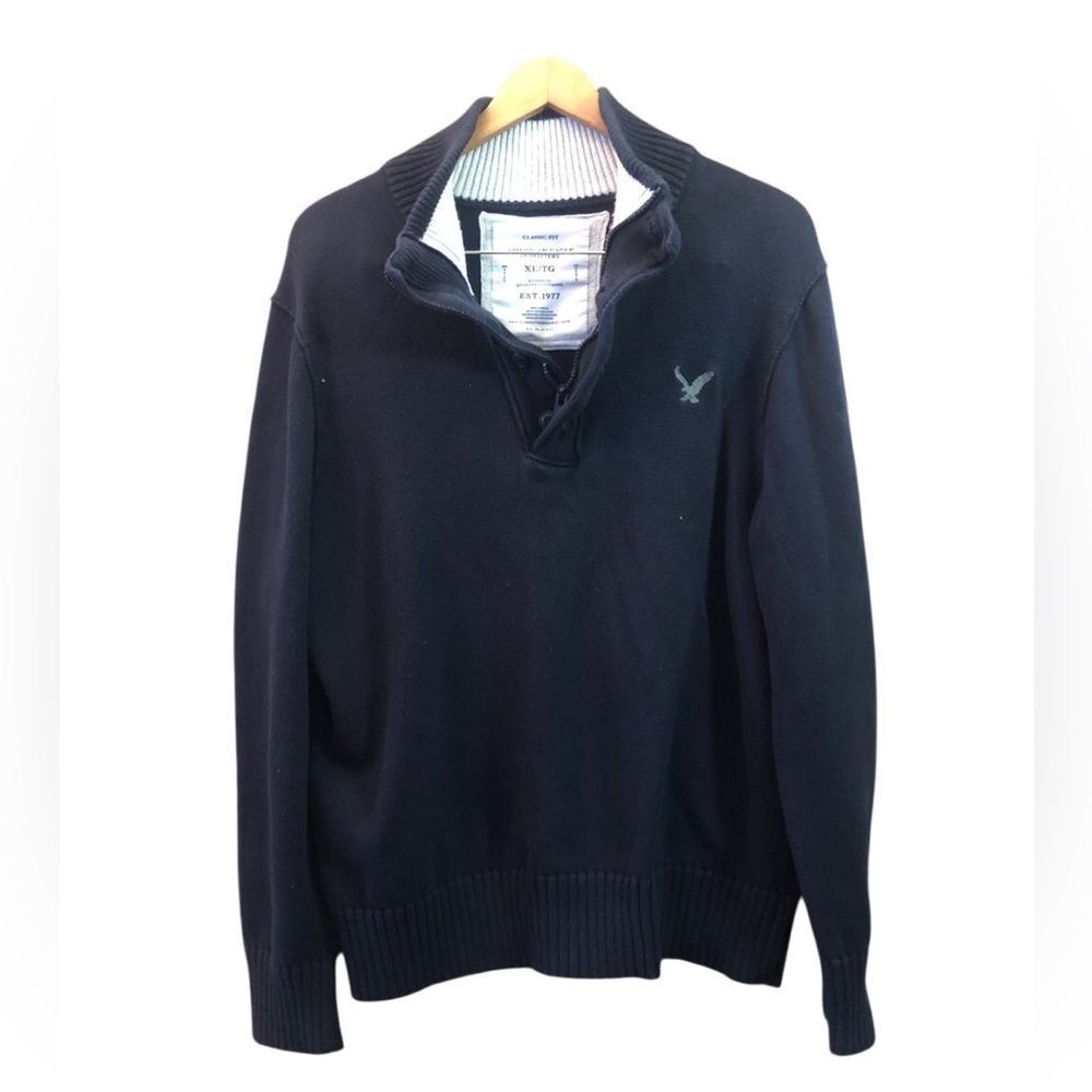 American Eagle Men’s XL/TG Quarter Zip Classic Fit Mock Neck Sweater Preppy